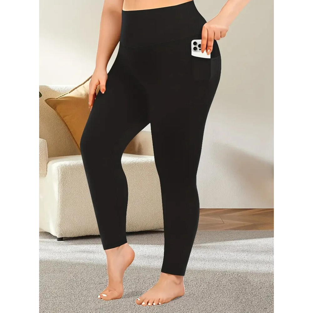Black High Waisted Tummy Tuck Leggings with Pockets Size 3X